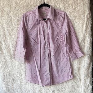 Chico's Women's Pink Striped Button Down Shirt